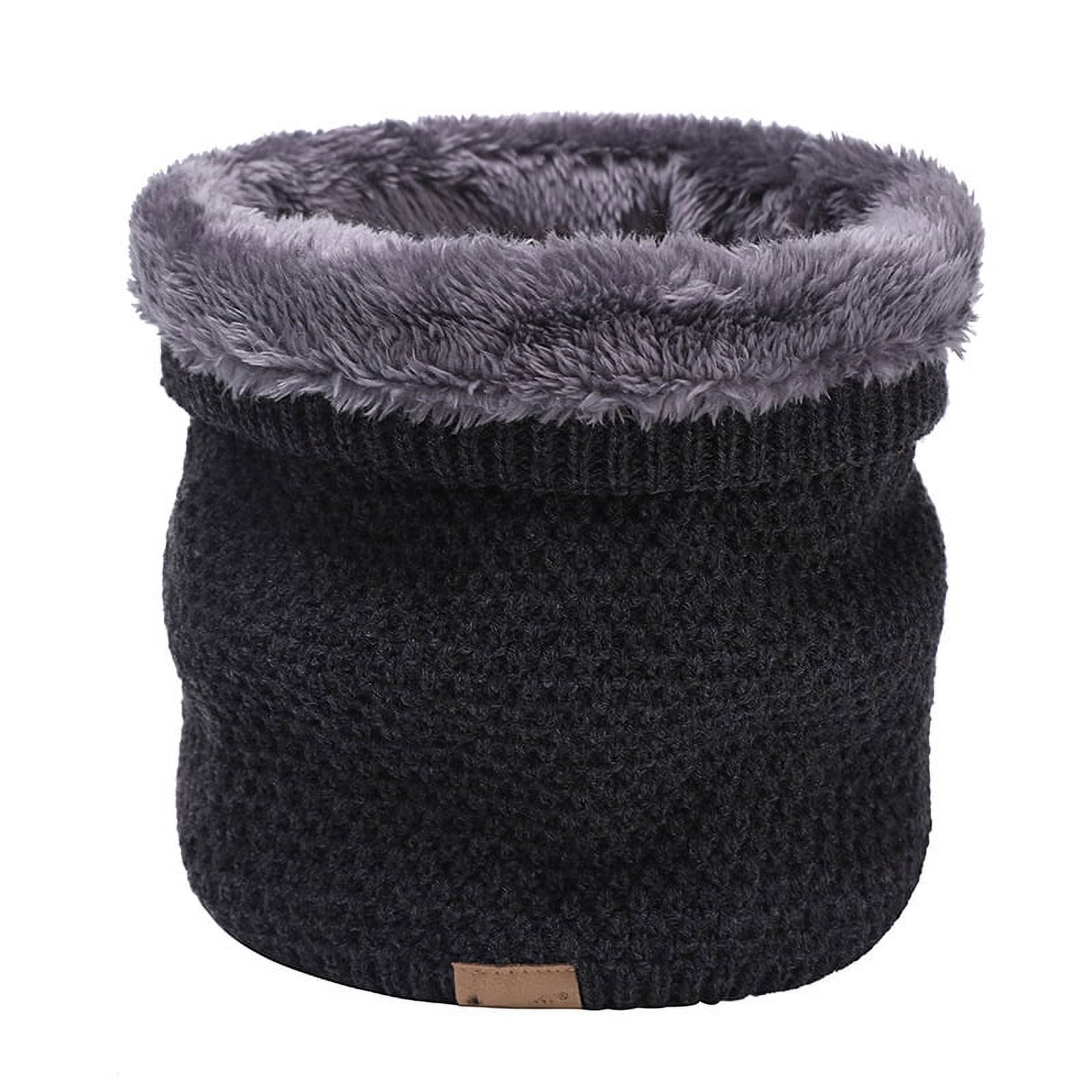 Unisex Warm Winter Ring Scarf Women Men Knitted Neck Scarves Thick Muffler-Dark Gray
